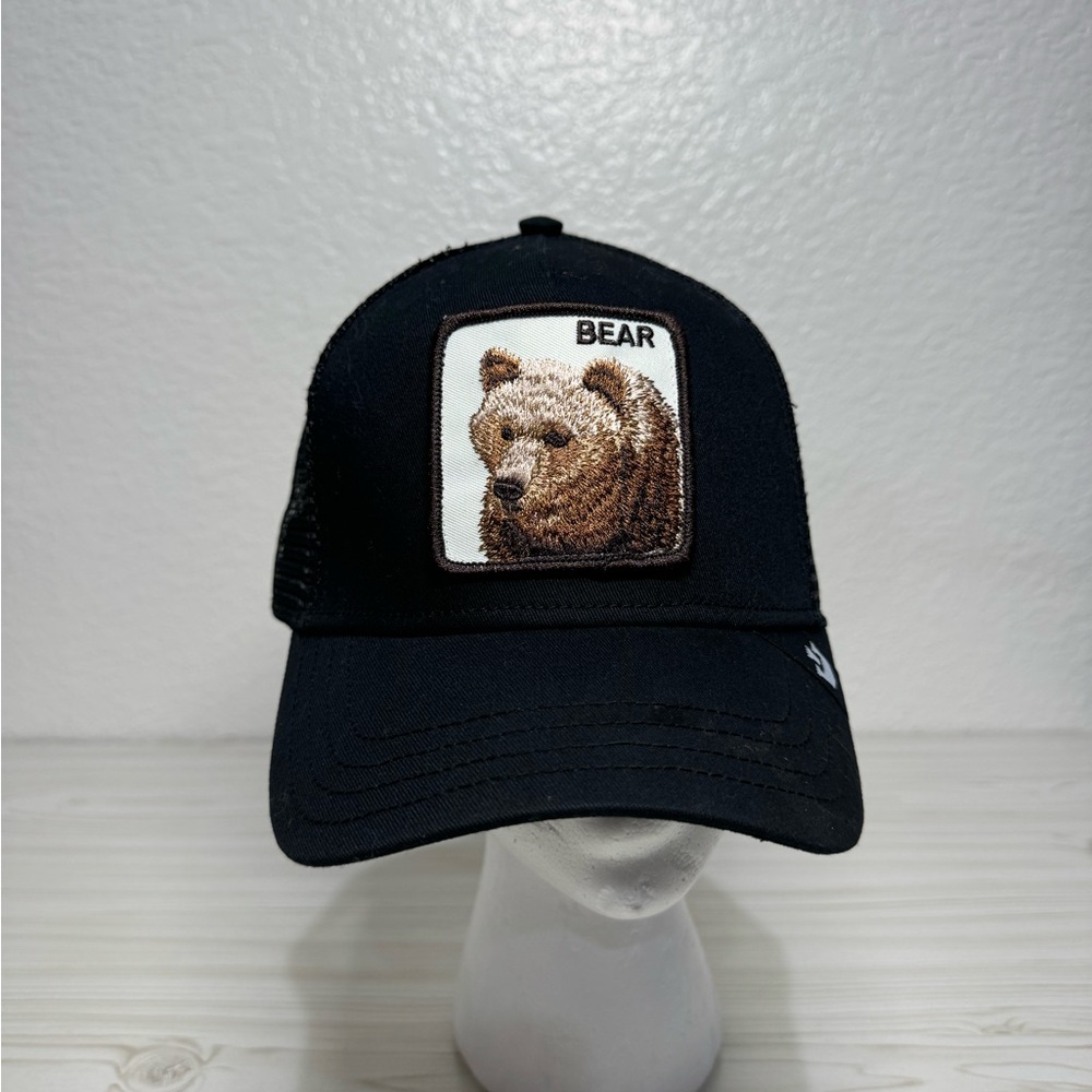 Goorin Bros Animal The Farm Trucker Baseball Snapback Hat Cap Big Bear Black